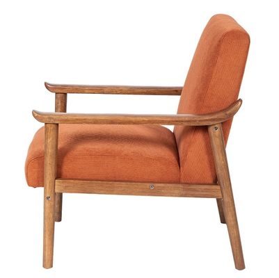 Postverpakking Custom Nordic Polstered Single Sofa Chair Hout en stof fauteuil met custom polster