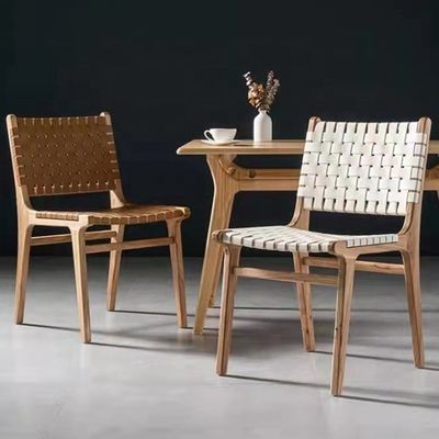 Twee jaar garantie Houten eetstoel met massief houten frame en PU leer stoel kussen