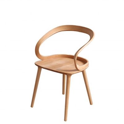 Moderne eetkamer beuk massief hout koffie buigstoel met gebogen rugleuning en Nordieke stijl