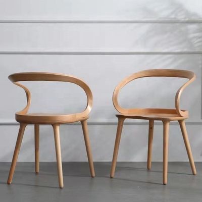 Moderne eetkamer beuk massief hout koffie buigstoel met gebogen rugleuning en Nordieke stijl