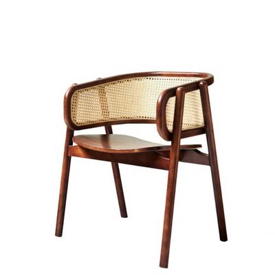 Scholen Noordse houten riet Wicker Rattan Back Eetstoel Woonkamer Zwarte Rattan Eetkamer Relax rietstoel