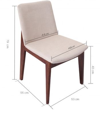 Eenvoudig ontworpen restaurant woonkamer Stoffen eetstoel met verstelbare rugleuning en binnenhouten benen