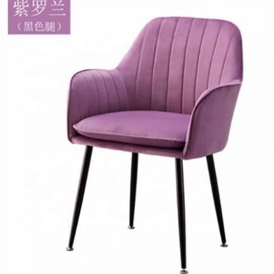 Goud metaal been en armsteun flanelen eetstoel Elegante fluweel fauteuil voor koffie winkel of eetkamer meubels