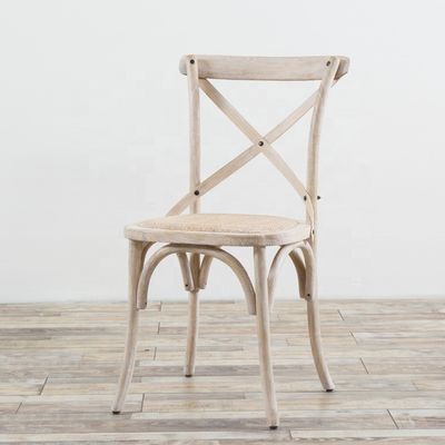 Elegant ontwerp ijs kleur houten stapelbare kruis rug Vintage eetkamer stoel voor houten