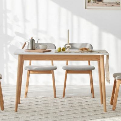 Uitstekende rechthoekige eettafel en stoel combinatie voor woonkamer