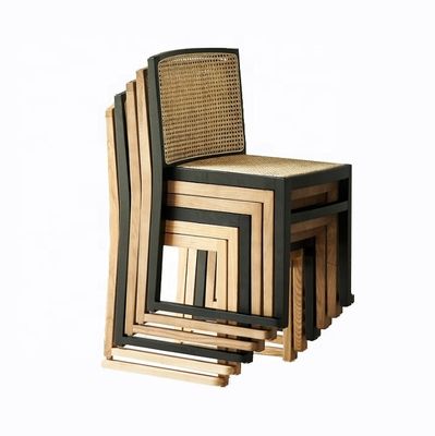 Eetkamermeubilair Moderne stoel van massief hout Eetkamerstoel voor banket Stapelbare stoel van rotan GEEN opgevouwen
