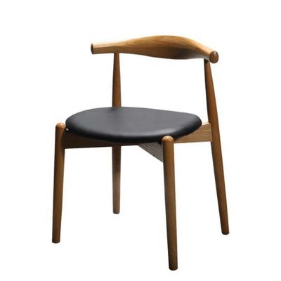 Luxe eetstoel in Japanse stijl met moderne PU-leer gepoleerde stoel en klassiek hout