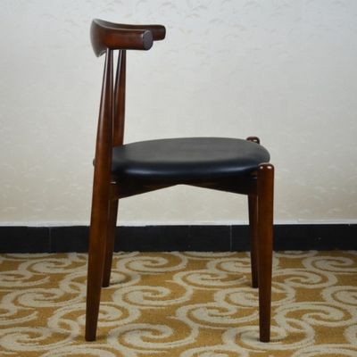 Luxe eetstoel in Japanse stijl met moderne PU-leer gepoleerde stoel en klassiek hout