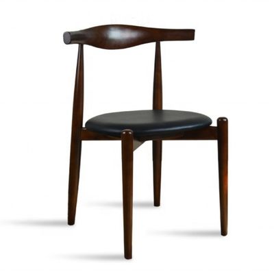 Luxe eetstoel in Japanse stijl met moderne PU-leer gepoleerde stoel en klassiek hout