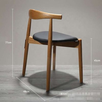 Luxe eetstoel in Japanse stijl met moderne PU-leer gepoleerde stoel en klassiek hout