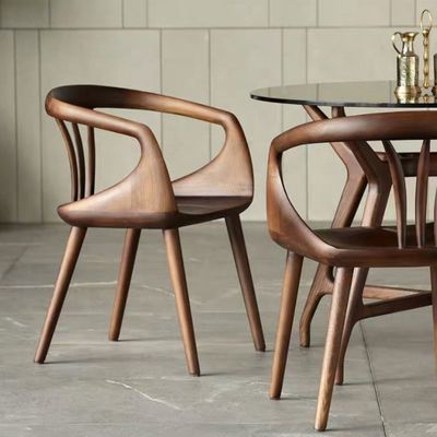 Zwarte Walnoot Luxe Eetstoel Solid Hout Achterstoel Moderne Nordic Leisure Eetstoel voor een elegante eetbeleving