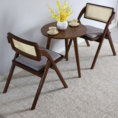 Opvouwbare houten stoel voor restaurants Duurzame rotan eetstoelen in natuurlijke/nootkleur