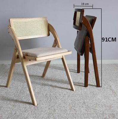 Opvouwbare houten stoel voor restaurants Duurzame rotan eetstoelen in natuurlijke/nootkleur