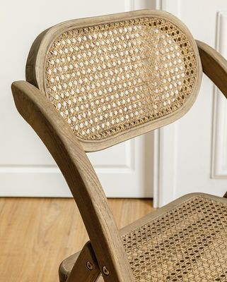 Gummig hout frame vouw restaurant rattan eetstoel voor bruiloft evenementen