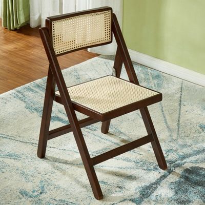 Volledig hout en rotan opvouwbare eetstoel voor natuurlijke uitstraling Moderne meubels