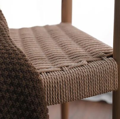 Woven Cord Seat Nordic Armchair voor woonkamer vergaderruimte W59*D47*H73CM Verlakte afwerking Moderne hout