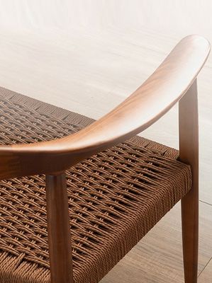 Woven Cord Seat Nordic Armchair voor woonkamer vergaderruimte W59*D47*H73CM Verlakte afwerking Moderne hout