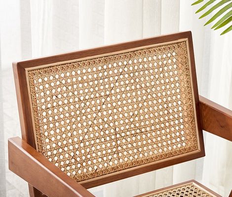 Moderne design Eetkamermeubilair Luxe Rattan Massivhouten Restaurantstoel Met Armsteun