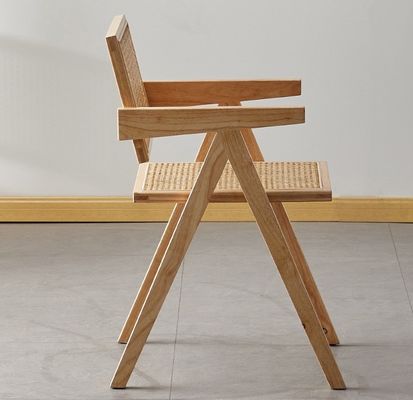 Moderne design Eetkamermeubilair Luxe Rattan Massivhouten Restaurantstoel Met Armsteun