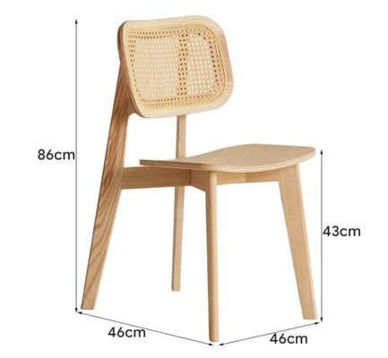 Restaurants stoel W46*D46*H86CM Vintage Rattan Solid Wood Eetstoel voor huishoudelijk meubilair