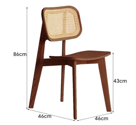 Restaurants stoel W46*D46*H86CM Vintage Rattan Solid Wood Eetstoel voor huishoudelijk meubilair