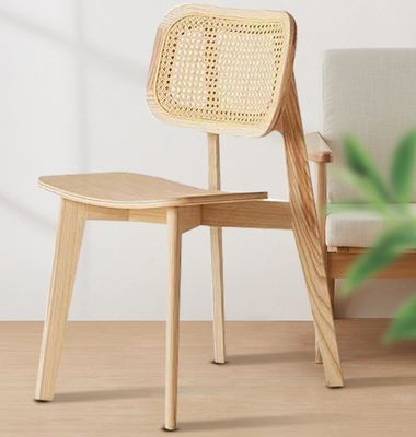 Restaurants stoel W46*D46*H86CM Vintage Rattan Solid Wood Eetstoel voor huishoudelijk meubilair