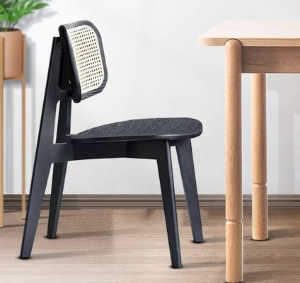 Restaurants stoel W46*D46*H86CM Vintage Rattan Solid Wood Eetstoel voor huishoudelijk meubilair