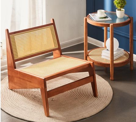 Design Klassieke stoel van rattan van massief hout met gelakte afwerking GEEN Gevouwen moderne noordelijke loungestoel