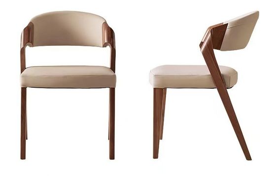 Woonkamermeubelen Eetstoel van massief hout met op maat gemaakte ontwerpen en PU-leerkussen