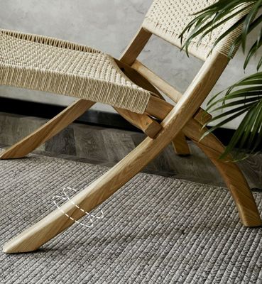 Effortloze elegantie gelakt afwerking Nordic klassieke geweven koord massief hout opvouwbare loungestoel voor woonkamer