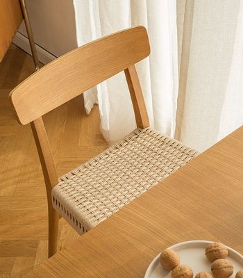 Moderne Woven Cord Solid Wood Eating Chair voor Hotel Restaurant W50*D50*H77 cm Postverpakking Y