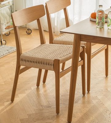 Moderne Woven Cord Solid Wood Eating Chair voor Hotel Restaurant W50*D50*H77 cm Postverpakking Y