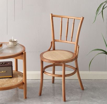 Moderne design rottang en massief hout eetstoel voor restaurant W36*D42*H88 cm