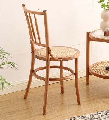 Moderne design rottang en massief hout eetstoel voor restaurant W36*D42*H88 cm