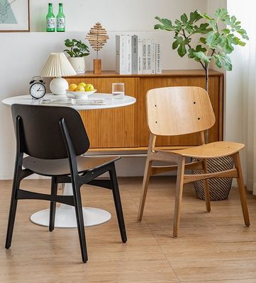 Geen op maat gemaakte ontwerpen Luxe Nordic Solid Wood Eetstoel met Wit Eiken Houten Frame