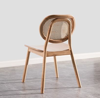Vintage Luxe Hotel Rattan Meubelen van massief hout Eetstoel voor restaurant in zwart