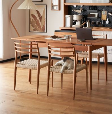 Vintage Luxe Hotel Huismeubilair Geweven Cord Solid Hout Eetstoel voor Restaurant in aangepaste ontwerpen