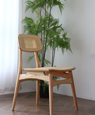 Eetkamermeubilair Vintage Luxe Hotel Restaurant Natuurlijk Rattan Massivhouten Eetstoel voor Evenementen
