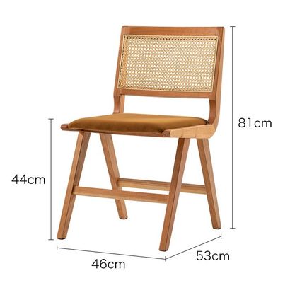 Huismeubelen Laqueerde Afwerking Massivhouten Eetstoel Met Kussen En Natuurlijke Rattan Rugleuning Voor Moderne Design Meubels