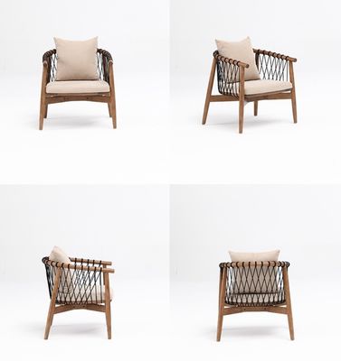 Postverpakking Y Nordic Lounge Houten bank Leisure stoel Geweven touw Massief houten stoel met armsteun voor hotel