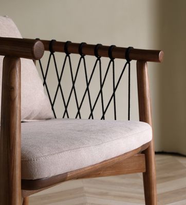 Postverpakking Y Nordic Lounge Houten bank Leisure stoel Geweven touw Massief houten stoel met armsteun voor hotel