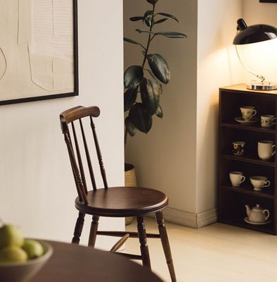 Restaurant Hotel Solid Wood Frame Windsor Natuurlijke eetstoel met gelakte afwerking