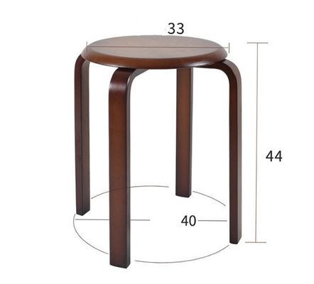 OEM-service geaccepteerd mode eenvoudige kruk modern huishouden klein rond massief hout stapelbare stoelen houten kruk gebogen houten kruk