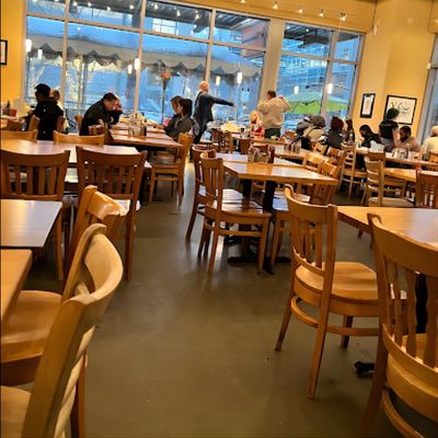 Restaurant eetstoel met massief houten frame en modern PU leer ontwerp