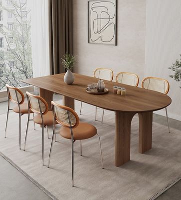 Moderne Noorse huishoudelijke meubels van massief hout Rechthoekige eettafel met walnoot