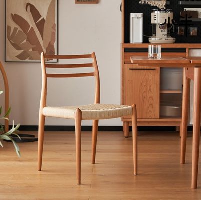Moderne design Eetstoel van massief hout met geweven papieren touw en nitrolacquer Afwerking binnen uw budget