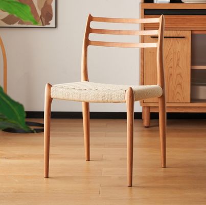 Moderne design Eetstoel van massief hout met geweven papieren touw en nitrolacquer Afwerking binnen uw budget