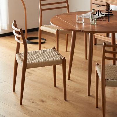 Moderne design Eetstoel van massief hout met geweven papieren touw en nitrolacquer Afwerking binnen uw budget