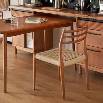 Moderne design Eetstoel van massief hout met geweven papieren touw en nitrolacquer Afwerking binnen uw budget