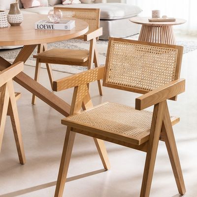 Morden Dining Fruniture Specifieke eetstoel voor Vintage Tuin riet Rattan Wicker Houten fauteuil in hotel eetkamer